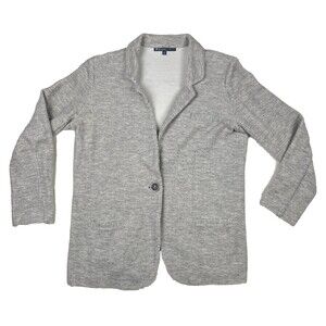 Elliot Lauren Womens Knit Sweater Blazer Grey Size 8 Cotton Single Button Career